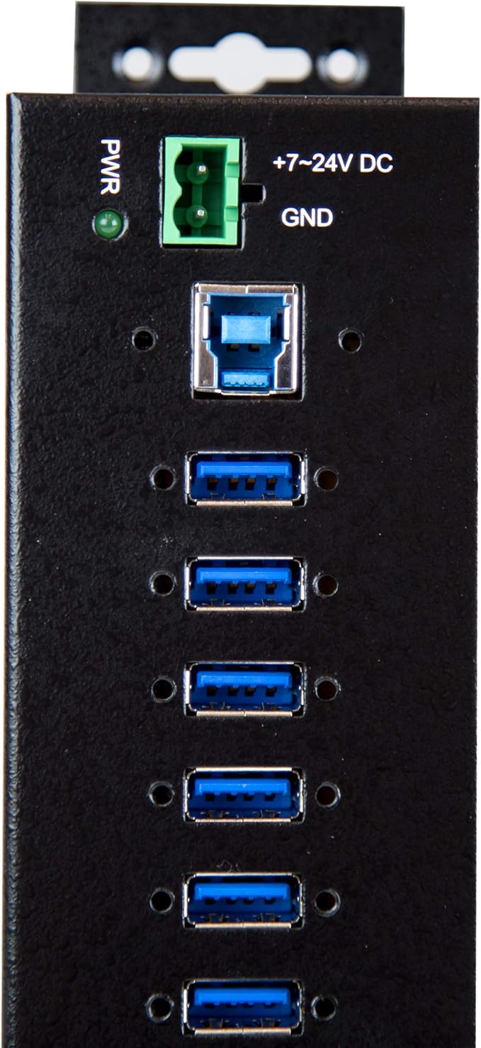 StarTech.com 10-Port USB 3.0 Hub with Power Adapter - Metal Industrial USB-A Hub with ESD & 350W Surge Protection - Din/Wall/Desk Mountable - High Speed USB 3.0 (5Gbps) - (5Gbps) Hub, TAA