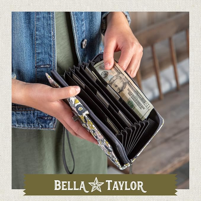 Bella Taylor Cash System Wallet for Envelope Budgeting - RFID Protected - Cash Stuffing Wallet with Detachable Wristlet