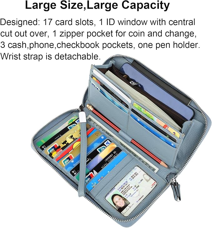 Lavemi Small Compact Women Wallet RFID Blocking Genuine Leather Bifold Purse with ID Windows