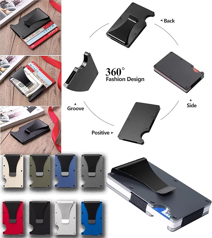 EDGE Metal Wallet for Men - Minimalist Slim Wallet - RFID Blocking Card Holder Money Clip, Smart Wallet - Aluminum Credit Card Holde Clip Gray