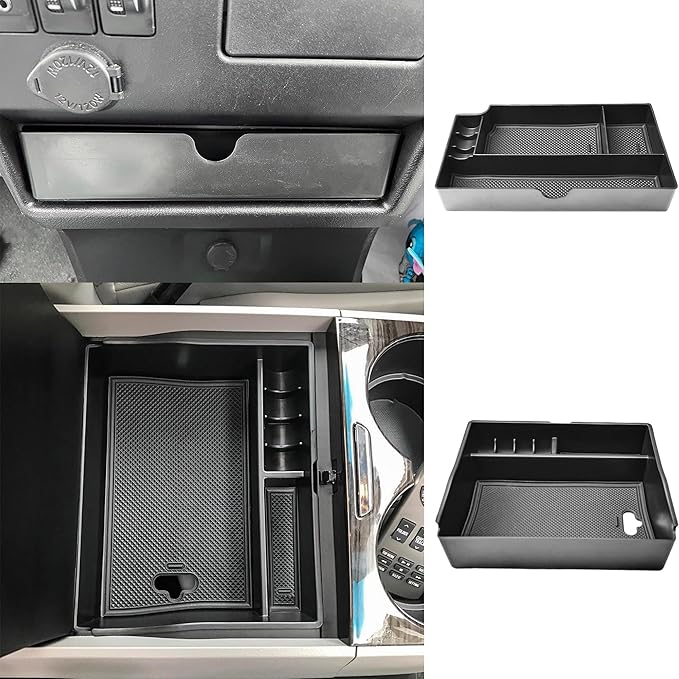 EDBETOS 2PCS/Set Center Console Organizer Compatible with Toyota Sienna 2015-2018 2019 2020 Interior Accessories Console Drawer Insert Tray and Sienna Secondary Armrest Storage Box, ABS Material