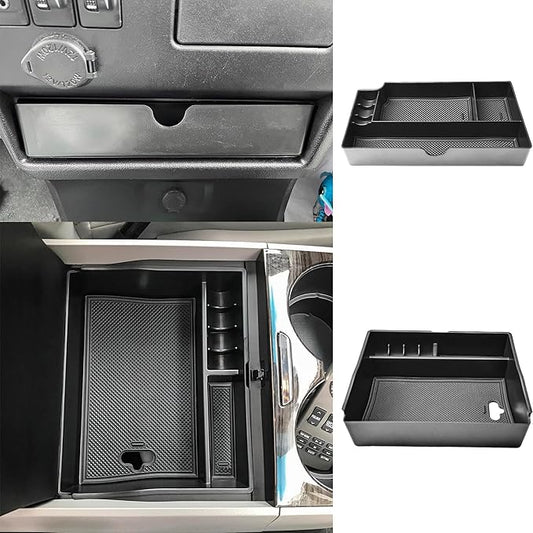 EDBETOS 2PCS/Set Center Console Organizer Compatible with Toyota Sienna 2015-2018 2019 2020 Interior Accessories Console Drawer Insert Tray and Sienna Secondary Armrest Storage Box, ABS Material