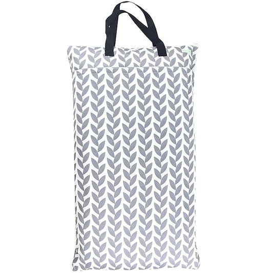 wegreeco Reusable Hanging Wet Dry Cloth Diaper Bag (Grey Leaf)