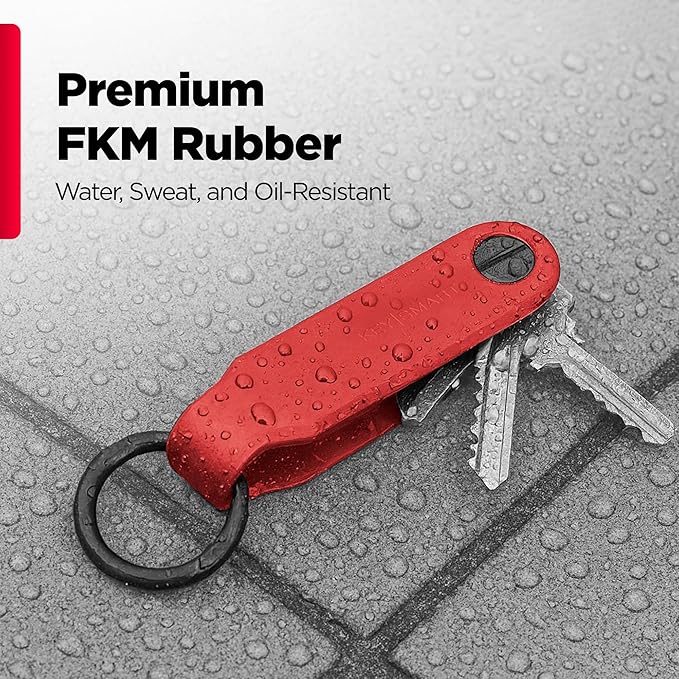 KeySmart Loop - Keychain Key Holder, FKM Silicone Compact Key Organizer for Key Chain, Clutter-Free Compact EDC Key Chains