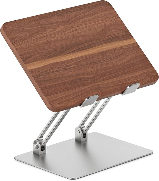 Branch Adjustable Laptop Stand - Portable Wooden Laptop Riser with Customizable Height & Angle - Foldable - Secure Silicon Grips for Home or Office - Walnut
