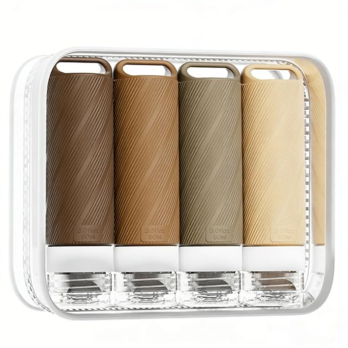 5 packs of toiletries travel bottles, TSA Approval silicone travel containers, leak proof refillable shampoo and conditioner are essential for travel, fitness, business trips, office use(coffee)