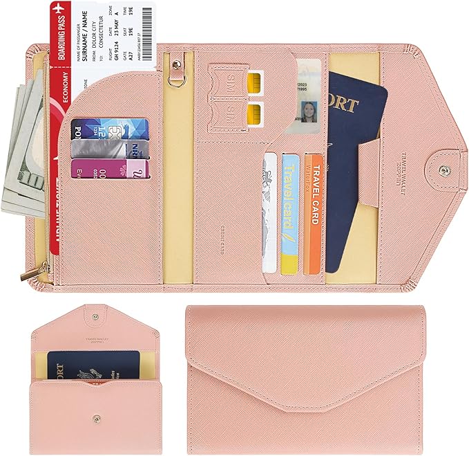 ZOPPEN Mulit-purpose Rfid Blocking Passport Holder Travel Wallet (Ver.4) Passport and Vaccine Card Holder ComboTri-fold Document Organizer Travel Essentials