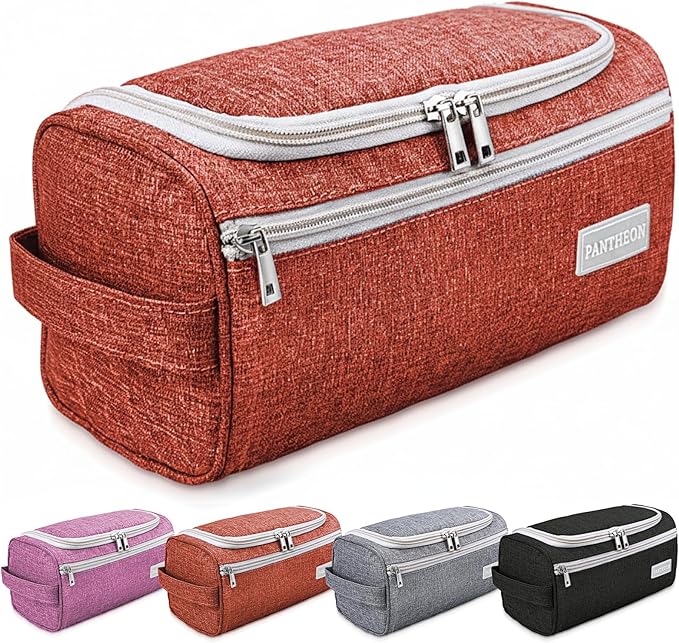 emissary Travel Hanging Toiletry Bag, Lightweight Travel Makeup Organizer for Women, Waterproof Cosmetic Makeup Bag Organizer with Hanging Hook for Accessories,Essentials, Toiletries, Red