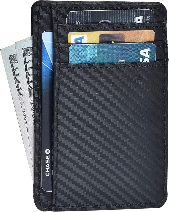 Oak Leathers Leather Slim Minimalist Wallet for Men & Women RFID Front Pocket Leather Card Holder Wallets (Ebony)