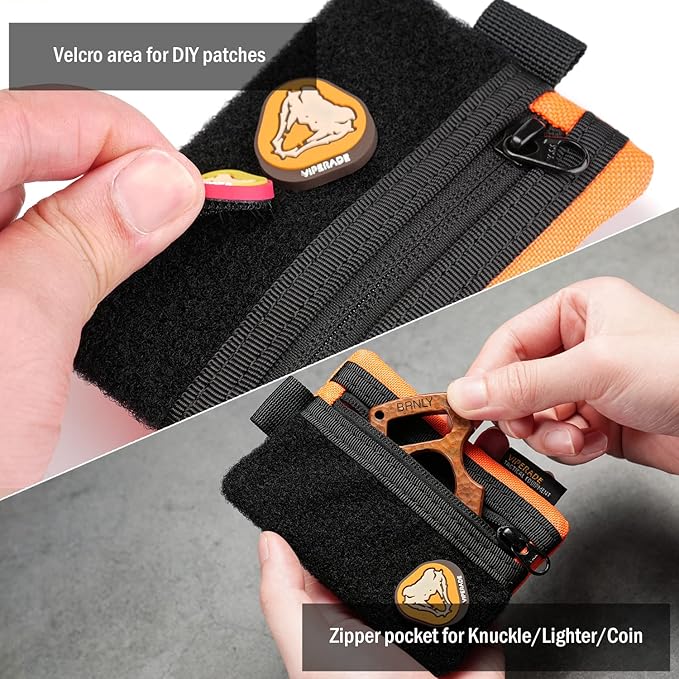 VIPERADE VE15 Small EDC Pouch, Pocket Organizer, EDC Pocket Pouch with DIY Patches Area, EDC Pocket Organizer Wallet for Cards, Small Tool Pouch for EDC Gears