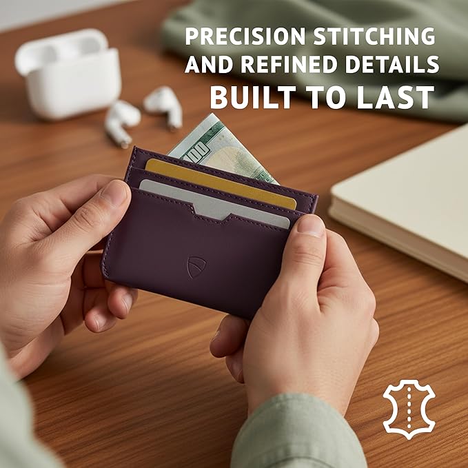 Vaultskin MOORGATE Slim Card Holder – Minimalist Leather Wallet with RFID Blocking, Front Pocket Credit Card Case for Men & Women