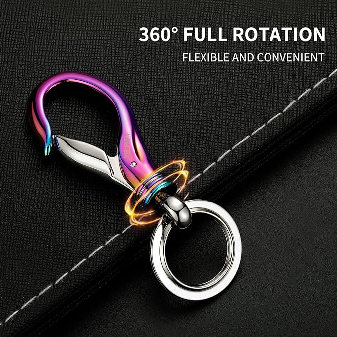 Car Keychain Carabiner Clip with 2 Key Rings Hooks Holder Purse Belt Key Chains Keyring Heavy Duty Gift for Men Women