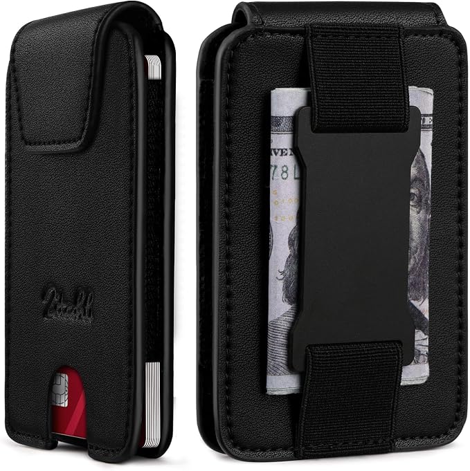 Zitahli Slim Wallet for Men Front Pocket – Thin Minimalist Credit Card Holder with Magnetic Closure & Elastic Cash Strap, RFID Blocking Wallet Holds up to 10 Cards & 15 Bills