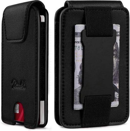 Zitahli Slim Wallet for Men Front Pocket – Thin Minimalist Credit Card Holder with Magnetic Closure & Elastic Cash Strap, RFID Blocking Wallet Holds up to 10 Cards & 15 Bills