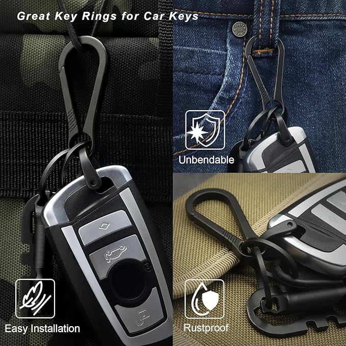 PJYTAC Titanium Keychain Rings Heavy Duty Side Push Key Rings for Car Keys Easy Quick Release EDC Split Keyrings