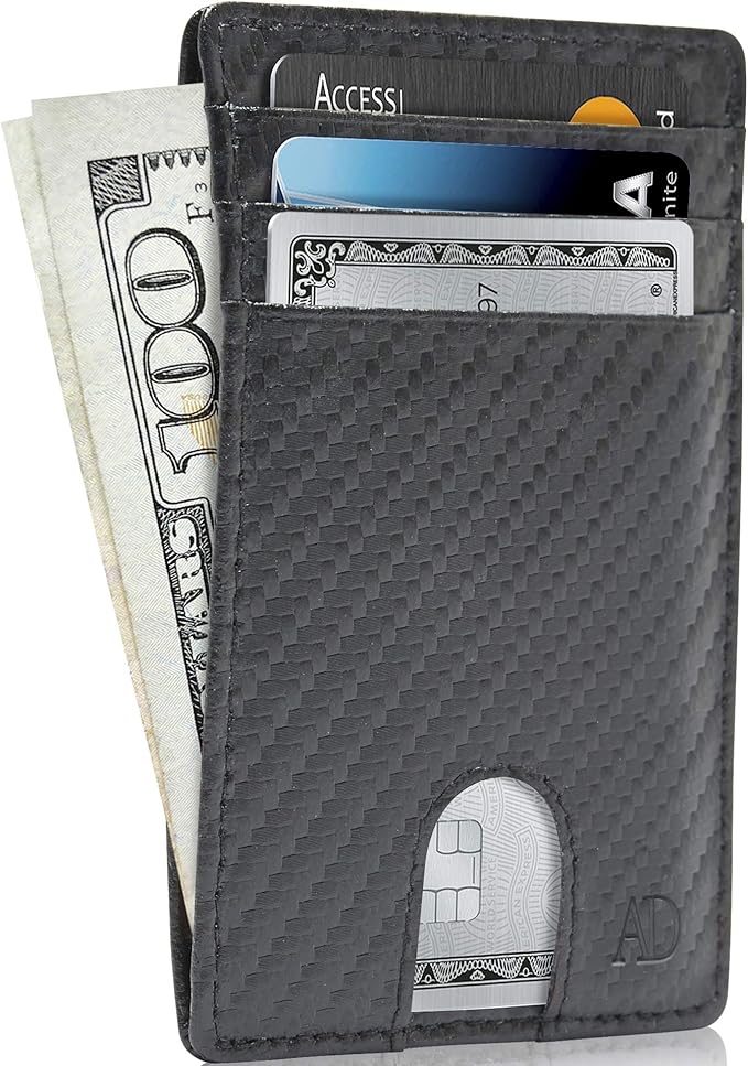 Access Denied REAL LEATHER Slim Minimalist Mens Wallet - Thin Front Pocket RFID Credit Card Holder Wallets For Men Holiday Gifts For Him