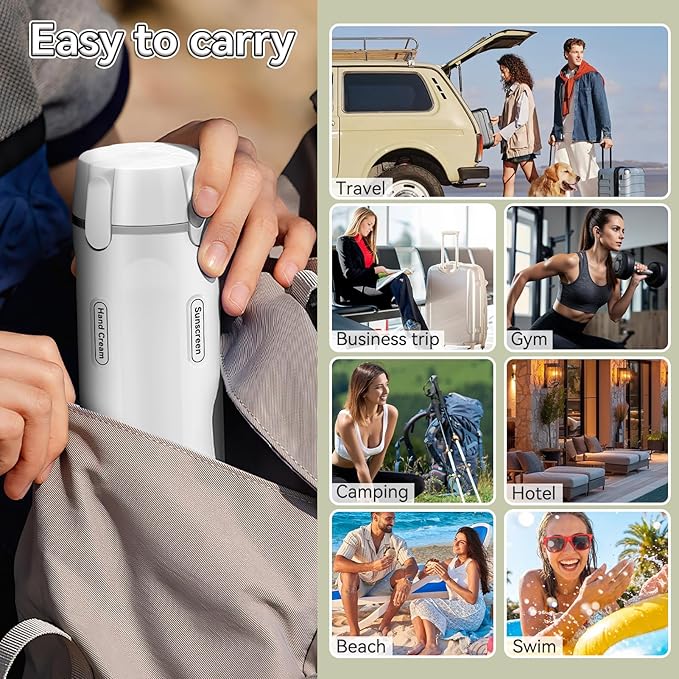 4 in 1 Travel Dispenser Bottle, 30ML*4 Refillable Pack Squeeze Bottles, Portable Leak Proof Travel Toiletry Containers for Toiletries/Shampoo/Conditioner/Shower Gel (White)