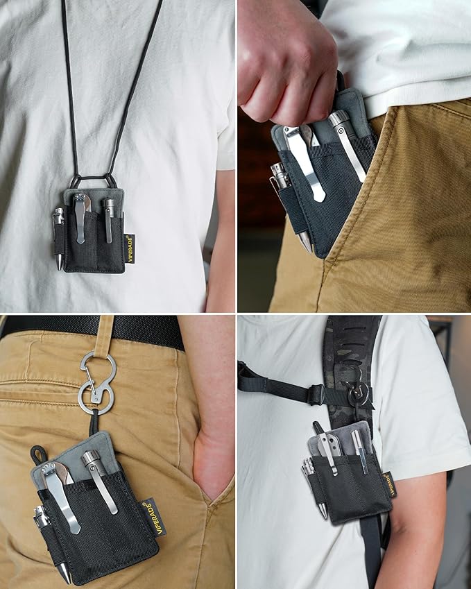 VIPERADE Slim EDC Pouch, Mini Pocket Organizer for Men, EDC Belt Organizer for Knife/Flashlight/Pen/Pry Bar/Mini Tools/Pocket Notebook