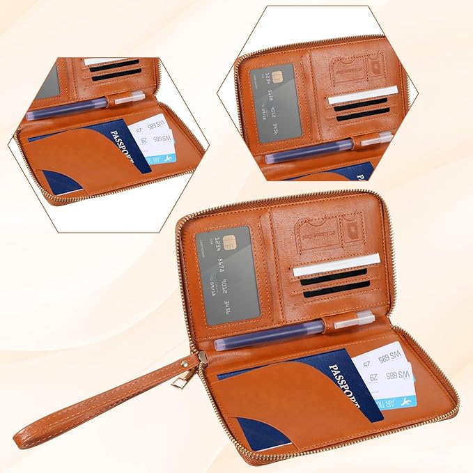 Passport Holder for Travel Women and Men RFID Passport Holder with Card Slots Holders Passports Case Passports Cover Wallet Travel Essentials Accessories for Phones Cash Boarding Passes