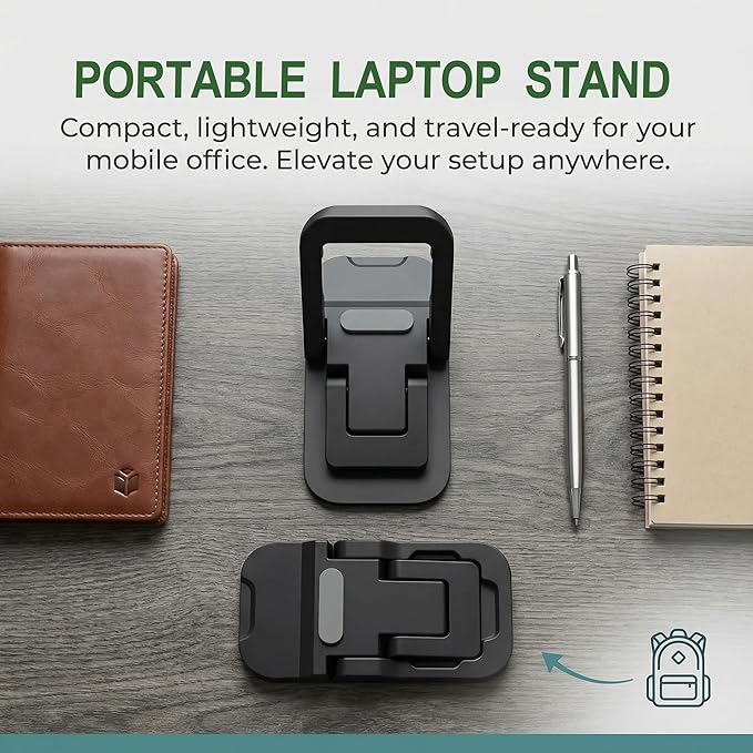 2PCS Laptop Stand, Portable Laptop Cooling Pad, Foldable Metal Keyboard Stand, Mini Keyboard Pillar (Black,Two Gears)