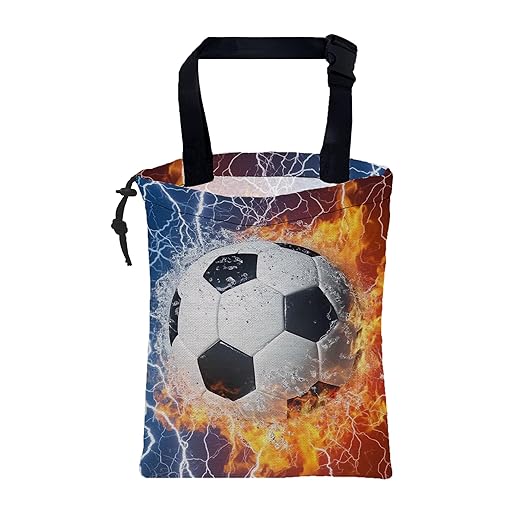 Car Garbage Bag Soccer Ball with Water and Fire Drawstring Car Trash Bag Hanging for Back Seat with Adjustable Buckle Canvas Vehicle Trash Can Easy-to-Install
