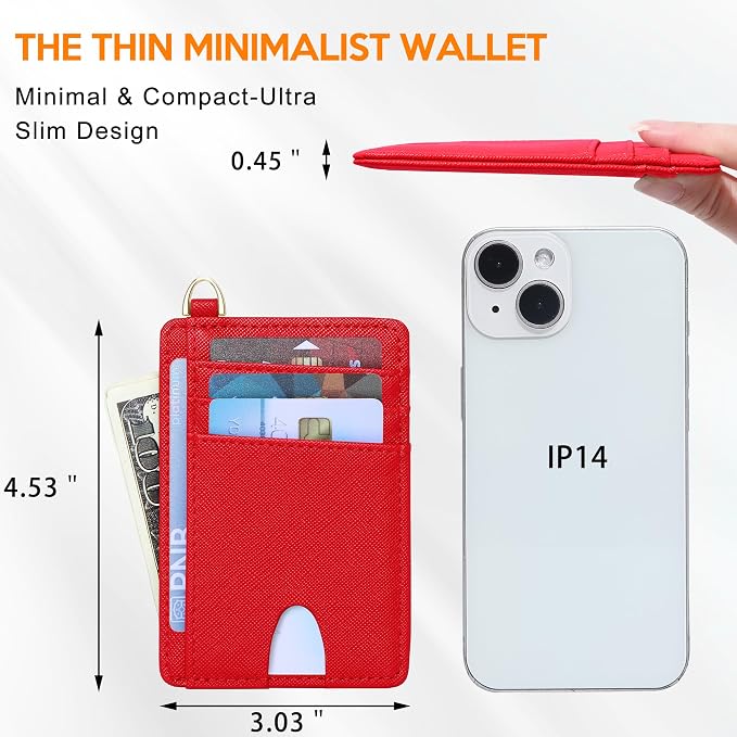 Badiya Credit Card Holder Slim Minimalist Wallet, Front Pocket Purse RFID Blocking Wallet Compact Card Case with ID Window for Women & Men