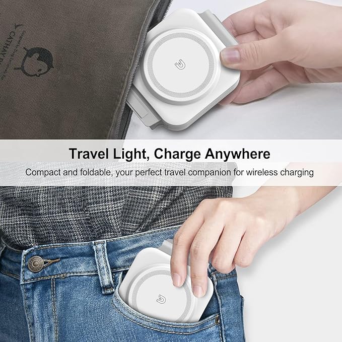 3 in 1 Wireless Charging Station,Foldable Magnetic Wireless Charger for Apple Devices,Travel Charging Pad for iPhone 17 16 15 14 13, Watch & AirPods,Fast Charging Station for Home Office Travel(White)