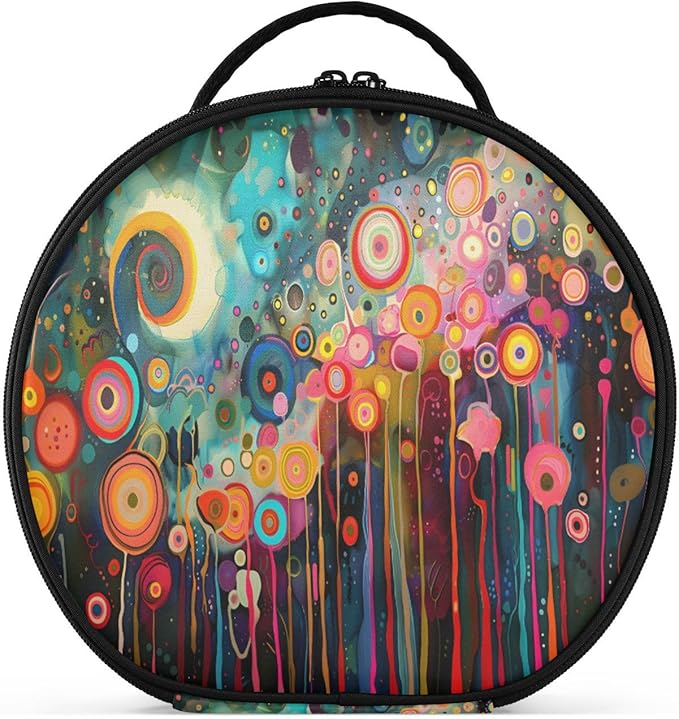 senya Round Cosmetic Pouch Travel Makeup Train Case Flower Drawing Makeup Organizer Bag with Adjustable Dividers Portable for Cosmetics Makeup Brushes Toiletry Jewelry Accessories