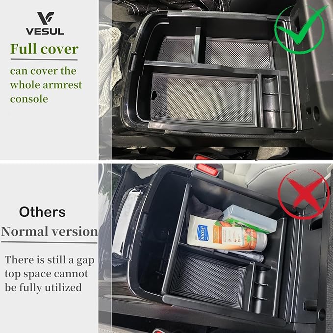 Vesul Compatible with Kia Telluride 2026-2020 Center Console Armrest Storage Tray Box ABS Insert Organizer Glove Console Separation Glove Pallet Phone Holder Full Cover
