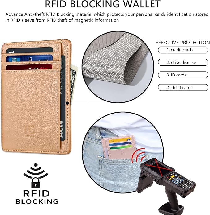GH GOLD HORSE Slim RFID Blocking Card Holder Minimalist Leather Front Pocket Wallet for Women | Slim