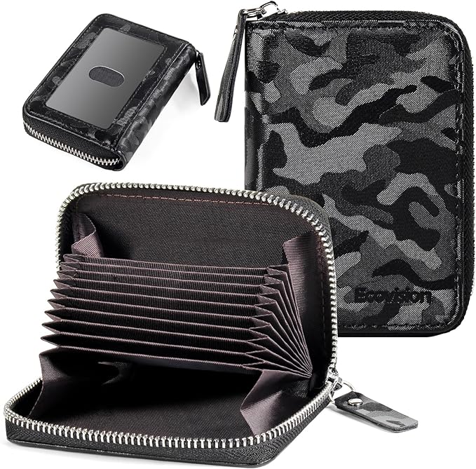 EcoVision Credit Card Holder RFID Card Case Wallet, Small Accordion Zipper Card Case Holder, Card Organizer Case for Women Men