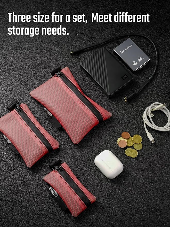 TACTICAL GEEK Storage A5 EDC Storage Pouch Set, Molle EDC Gadget Pouch, Multi-Functional Utility Small Tool Pocket for Daily Carry (Red)