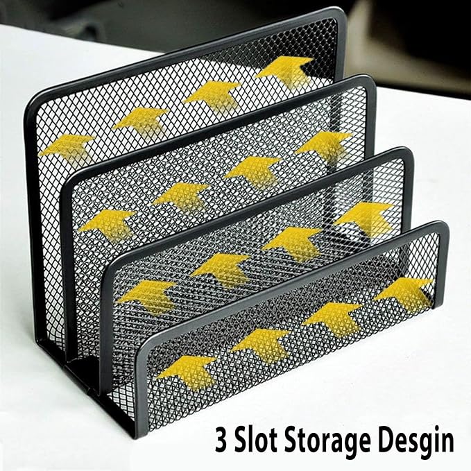 Mail Organizers 2 Pack Metal Mesh Desk Letter Sorter Small Desktop File Holder for Bills Magazines Papers Documents Office Envelopes