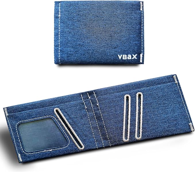 Minimalist RFID Blocking Slim Wallet for Men – Waterproof Microfiber Front Pocket Bifold Card Holder – Holds 10 Cards & Cash (Marine Edition)