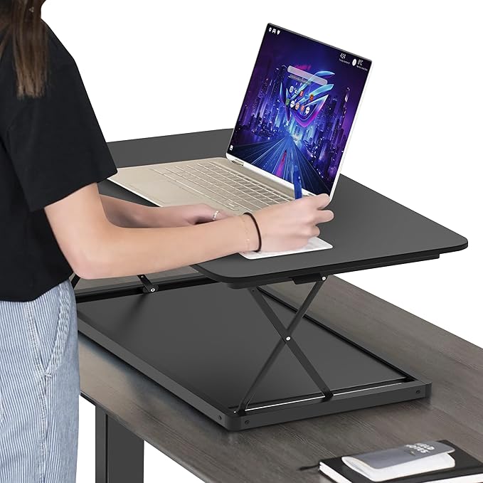 Uncaged Ergonomics Changedesk Mini Small Standing Desk Converter Height Adjustable Desktop Sit-To-Stand Up Desk Riser Laptop Table Top Standing Converter, Black