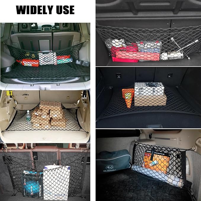 ZMD Truck Bed Cargo Net Elastic Trunk Stretchable Tailgate Nets Automotive Organizer and Storage Truck Storage Neting with Hook for Cars Pickup SUVs Trucks Vant (51x18 Inch)