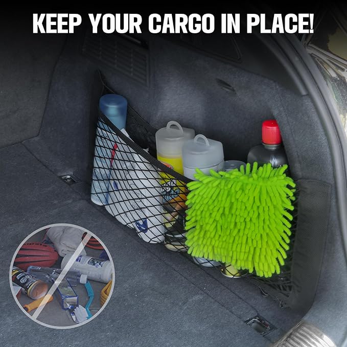 2 Packs Universal Mesh Cargo Net,Elastic Car Storage Net Pocket Bag for Trunk,Automotive Cargo Nets Storage Pouch Add On Organizers for RV,Car,Truck(22.6 * 9.5 inch)