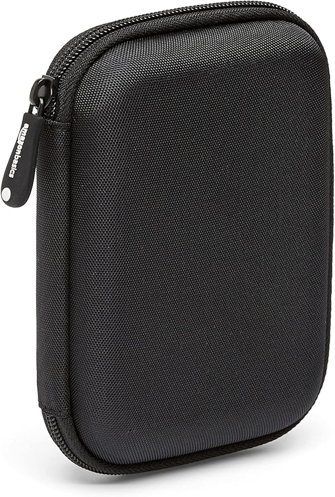 Amazon Basics Portable External Hard Drive Carrying Case with Mesh Storage, Protection, Secure Strap, Black