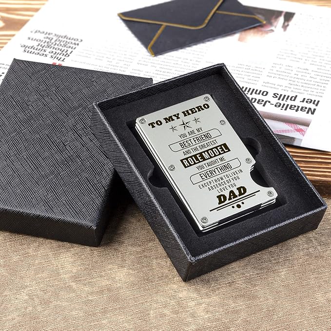 Carbon Fiber Wallets for Dad Personalized Gift Idea for Father Engraved Wallet for Dad from Daughter Son RFID Minimalist Wallet Money Clip Mens Metal Wallets for Dad on Fathers Day Christmas Birthday