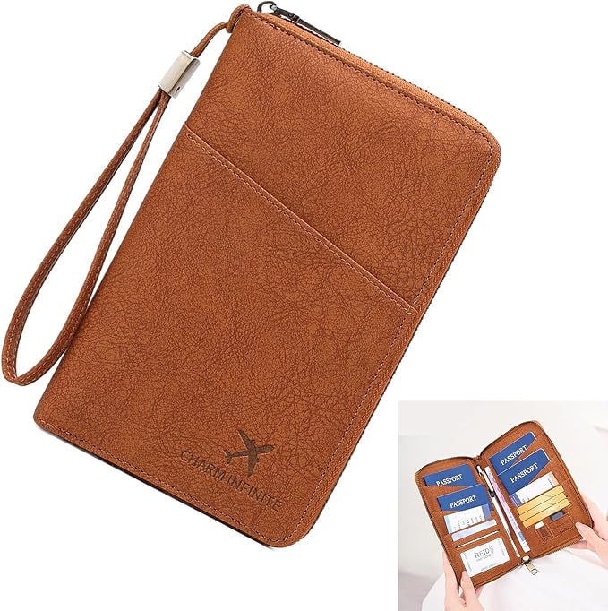 Passports Holder Travel Wallet with Rfids Blocking Document Organizers Case Holds Passports, Cards, Tickets, Cash Women Men Trav