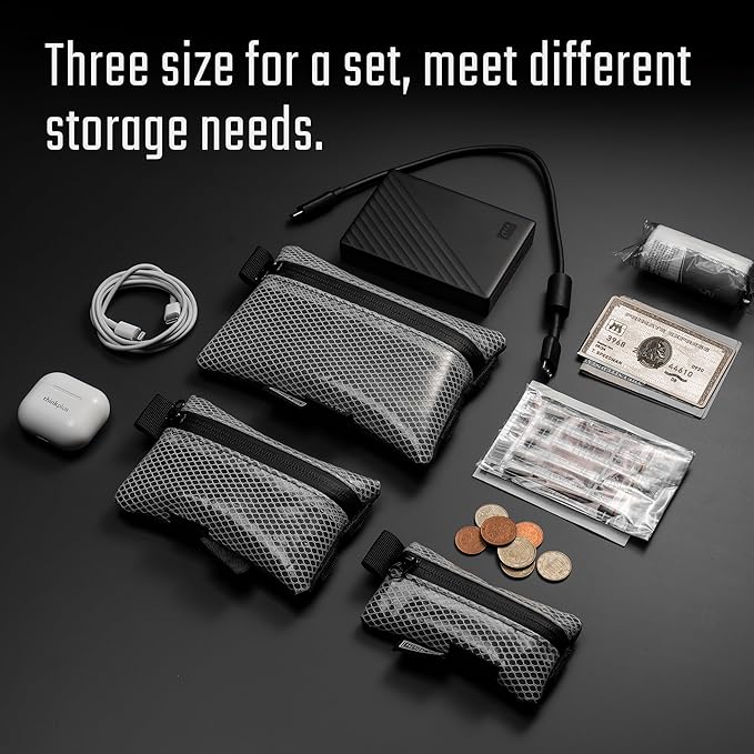TACTICAL_GEEK Storage A5 EDC Storage Pouch Set, Multi-Purpose Molle EDC Gadget Pouch, Multi-Functional Utility Small Tool Pocket,Luggage Organiser Divider Small Pouch Organizer for Daily Carry (White)