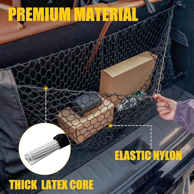 Cargo Net Compatible with 2013-2025 Nissan Pathfinder Truck Bed Cargo Net 3.05'×1.31' Double Layer Envelope Style Dense Mesh Trunk Organizer for 2024 Pathfinder Exterior Accessories