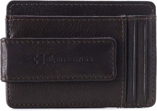 alpine swiss Harper Mens RFID Slim Money Clip Front Pocket Wallet Minimalist Leather ID Card Holder | RFID