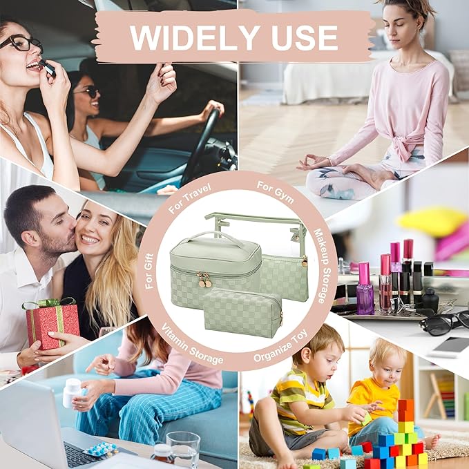 Makeup Bags set of 4 Waterproof Leather Portable Travel Cosmetic Bag Multifunction Organizer Storage for Makeup Brushes, Toiletries and Accessories Toiletry set for Women