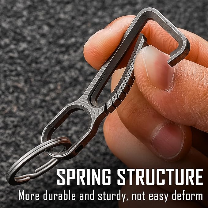 KeyUnity KM01 Titanium EDC Keychain Clip with Bottle Opener, Quick Release Carabiner Key Ring Holder for Men