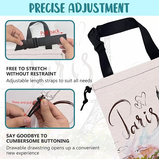 Car Garbage Bag Eiffel Tower Paris Drawstring Car Trash Bag Hanging for Back Seat with Adjustable Buckle Canvas Vehicle Trash Can Easy-to-Install