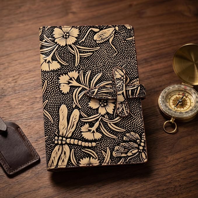 Genuine Leather Passport Holder Travel Bifold Wallet For Men And Women Slim RFID Blocking Butterfly pattern