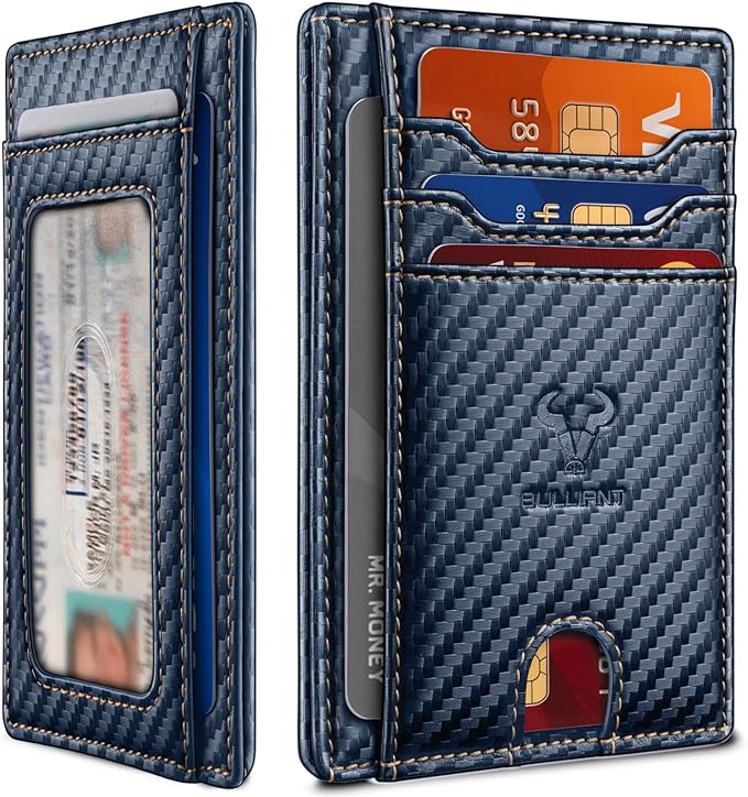 BULLIANT Slim Wallet, Skinny Minimal Thin Front Pocket Wallet Card Holder For Men 7Cards 3.15"x4.5",Gift-Boxed