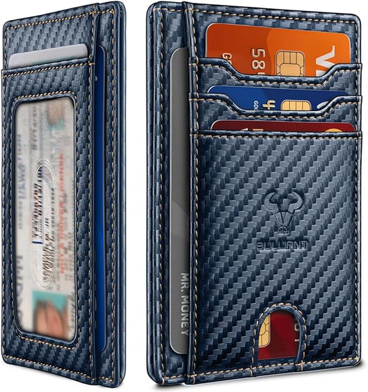 BULLIANT Slim Wallet, Skinny Minimal Thin Front Pocket Wallet Card Holder For Men 7Cards 3.15"x4.5",Gift-Boxed