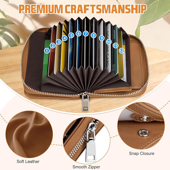 HUANLANG Mens Wallet RFID Blocking Multi Card Holder Wallets for Men Bifold Wallet with Zipper Small Men's Leather Wallet